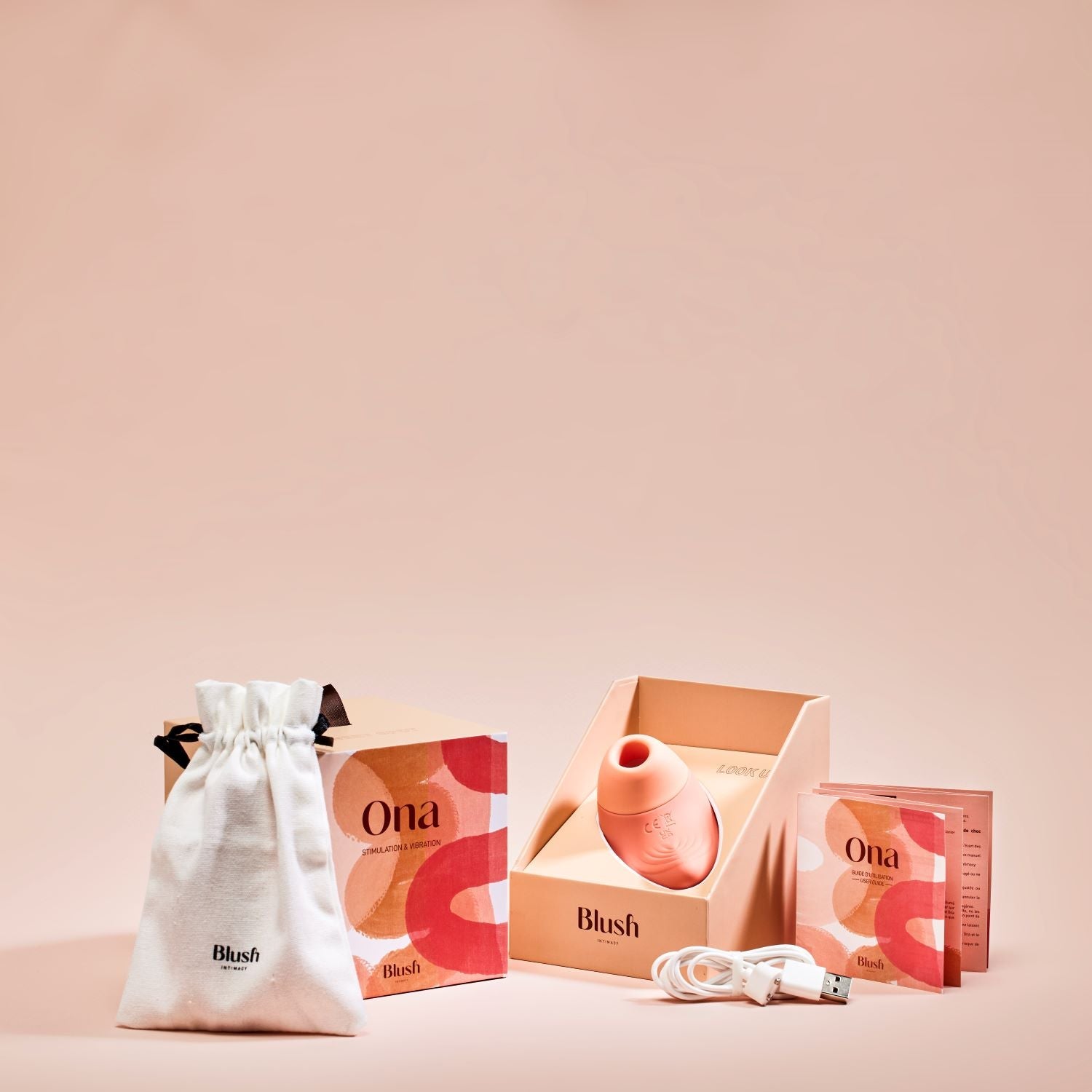 This is a photo of Ona, Bouche Bée's vibrating clitoral stimulator, with packaging.